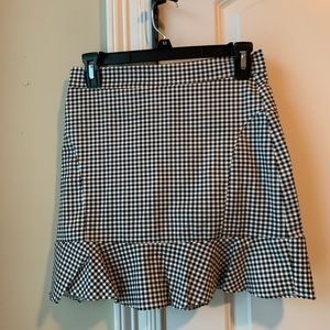 Checkered mini skirt.